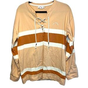 The Upside *Rare* Lace Up Jersey Oversize Popover Sweatshirt Sz S/US6 Stripped